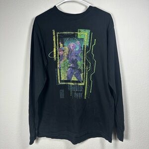 Atauko Anime Cyberpunk Black Long Sleeve with Green Graphic